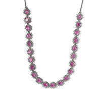 Ilakaka Hot Pink Sapphire (FF) and White Zircon Necklace 18 Inches in Platinum Over Sterling Silver 37.50 ctw