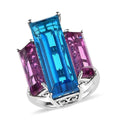 Caribbean Quartz and African Lilac Quartz (Triplet) 3 Stone Ring in Platinum Over Sterling Silver (Size 9.0) 20.25 ctw - Sticky add to cart bar