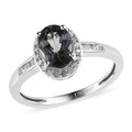 Green Tanzanite and Diamond Halo Ring in Platinum Over Sterling Silver 1.40 ctw - Sticky add to cart bar