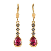 Lab Created Padparadscha Sapphire and White Zircon Lever Back Earrings in Vermeil Yellow Gold Over Sterling Silver 3.30 ctw