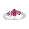 Premium Ouro Fino Rubellite and White Zircon Ring in Platinum Over Sterling Silver 0.85 ctw - Sticky add to cart bar