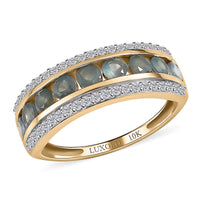 Luxoro 10K Yellow Gold Premium Narsipatnam Alexandrite and Moissanite Half Eternity Band Ring 1.50 ctw (Del. in 5-7 Days)