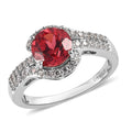 Lab Created Padparadscha Sapphire and White Zircon Ring in Platinum Over Sterling Silver 2.35 ctw - Sticky add to cart bar
