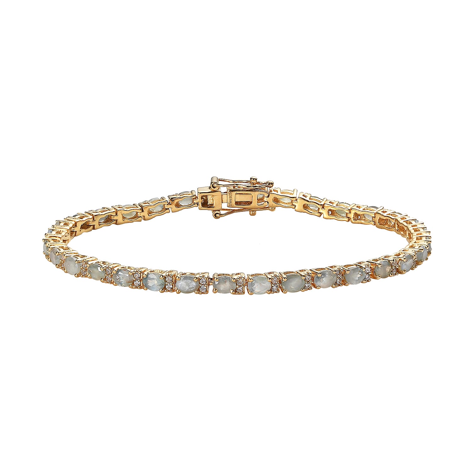 Narsipatnam Alexandrite and White Zircon Tennis Bracelet in Vermeil Yellow Gold Over Sterling Silver (6.50 In) 5.65 ctw