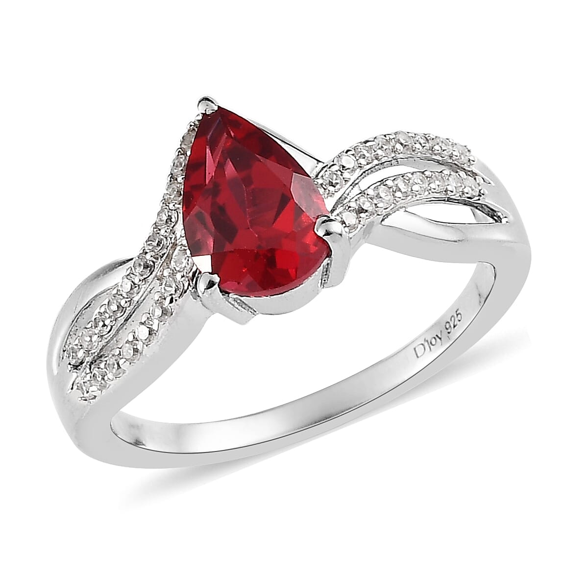 Lab Created Padparadscha Sapphire and White Zircon Infinity Shank Ring in Platinum Over Sterling Silver 2.15 ctw