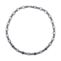 Silver Color Hematite Beaded Necklace 20 Inches in Silvertone 681.00 ctw