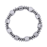 Silver Color Hematite Beaded knotted Stretch Bracelet 258.00 ctw
