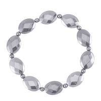 Silver Color Hematite Beaded Stretch Bracelet 148.00 ctw