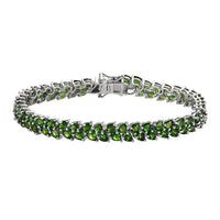 Chrome Diopside 19.30 ctw 2 Row Bracelet in Platinum Over Sterling Silver (7.25 In)