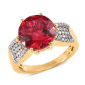 Lab Created Padparadscha Sapphire and Moissanite Ring in Vermeil Yellow Gold Over Sterling Silver 7.50 ctw - Sticky add to cart bar