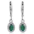 AAA Kagem Zambian Emerald and White Zircon Lever Back Earrings in Platinum Over Sterling Silver 0.75 ctw - Sticky add to cart bar