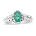 AAA Kagem Zambian Emerald and Moissanite Halo Ring in Platinum Over Sterling Silver (Size 10.0) 1.25 ctw - Sticky add to cart bar