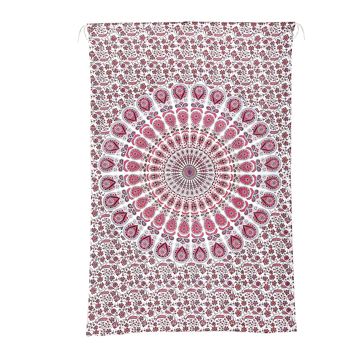 100% Cotton Screen Printed Tapestry Wall Hanging Design: Mandala  Color: Pink  Size: 75x50 inch