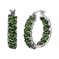 D'Joy Chrome Diopside 11.90 ctw Hoop Earrings in Platinum Over Sterling Silver