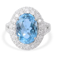 Premium Marambaia Topaz and White Zircon Halo Ring in Platinum Over Sterling Silver 10.65 ctw