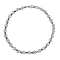 Silver Color Hematite Beaded Necklace 20 Inches in Silvertone 750.00 ctw