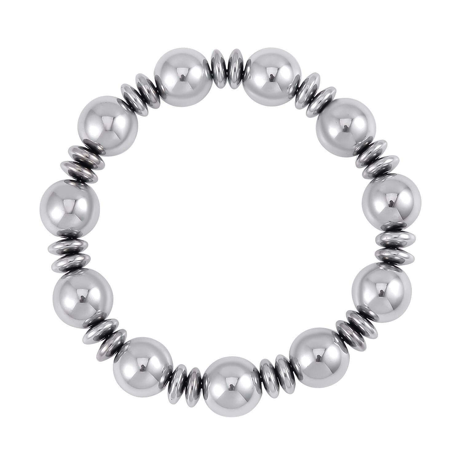 Silver Color Hematite Beaded Stretch Bracelet 293.00 ctw
