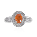 Premium Spessartine Garnet and White Zircon Double Halo Ring in Platinum Over Sterling Silver 1.85 ctw - Sticky add to cart bar