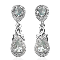 Narsipatnam Alexandrite and White Zircon Dangle Earrings in Platinum Over Sterling Silver 1.00 ctw