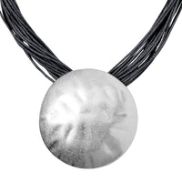 Designer Vintage Style Oval Shaped Necklace 20 Inches in Silvertone