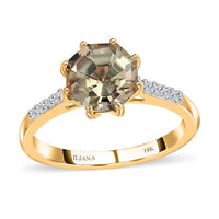 Iliana 18K Yellow Gold Octillion Cut AAA Turkizite, Diamond (G-H, SI) Ring (Size 10.0) 2.65 ctw