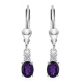 African Amethyst and White Topaz Earrings in Sterling Silver 1.50 ctw - Sticky add to cart bar