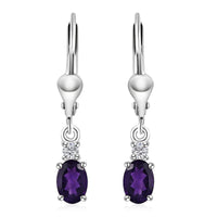 African Amethyst and White Topaz Earrings in Sterling Silver 1.50 ctw