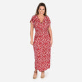 JOVIE Black Floral Smocked Waist Maxi Dress with Flutter Sleeve (13.7"x49") - Sticky add to cart bar