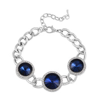 Purple Glass, Austrian Crystal Bracelet in Silvertone (7.50-9.50In)