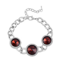 Purple Glass, Austrian Crystal Bracelet in Silvertone (7.50-9.50In)