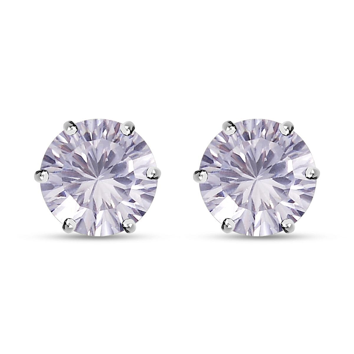 Lustro Stella Finest CZ Solitaire Stud Earrings in Platinum Over Sterling Silver 3.60 ctw