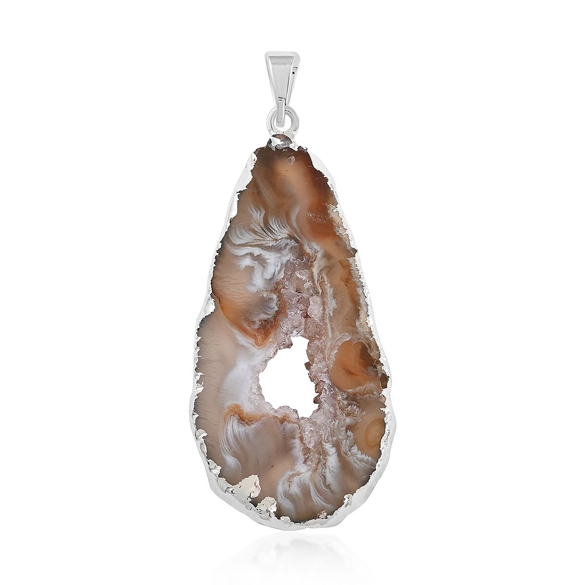 Geode Essence Pendant in Silvertone
