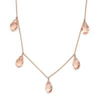 Morganique Quartz (Triplet) Station Necklace 20 Inches in 14K Rose Gold Over Sterling Silver 19.50 ctw