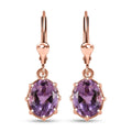 Rose De France Amethyst Solitaire Lever Back Earrings in 14K Rose Gold Over Sterling Silver 3.40 ctw - Sticky add to cart bar