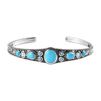 Sleeping Beauty Turquoise and Blue Topaz Cuff Bracelet in Sterling Silver (7.25 In) 6.00 ctw