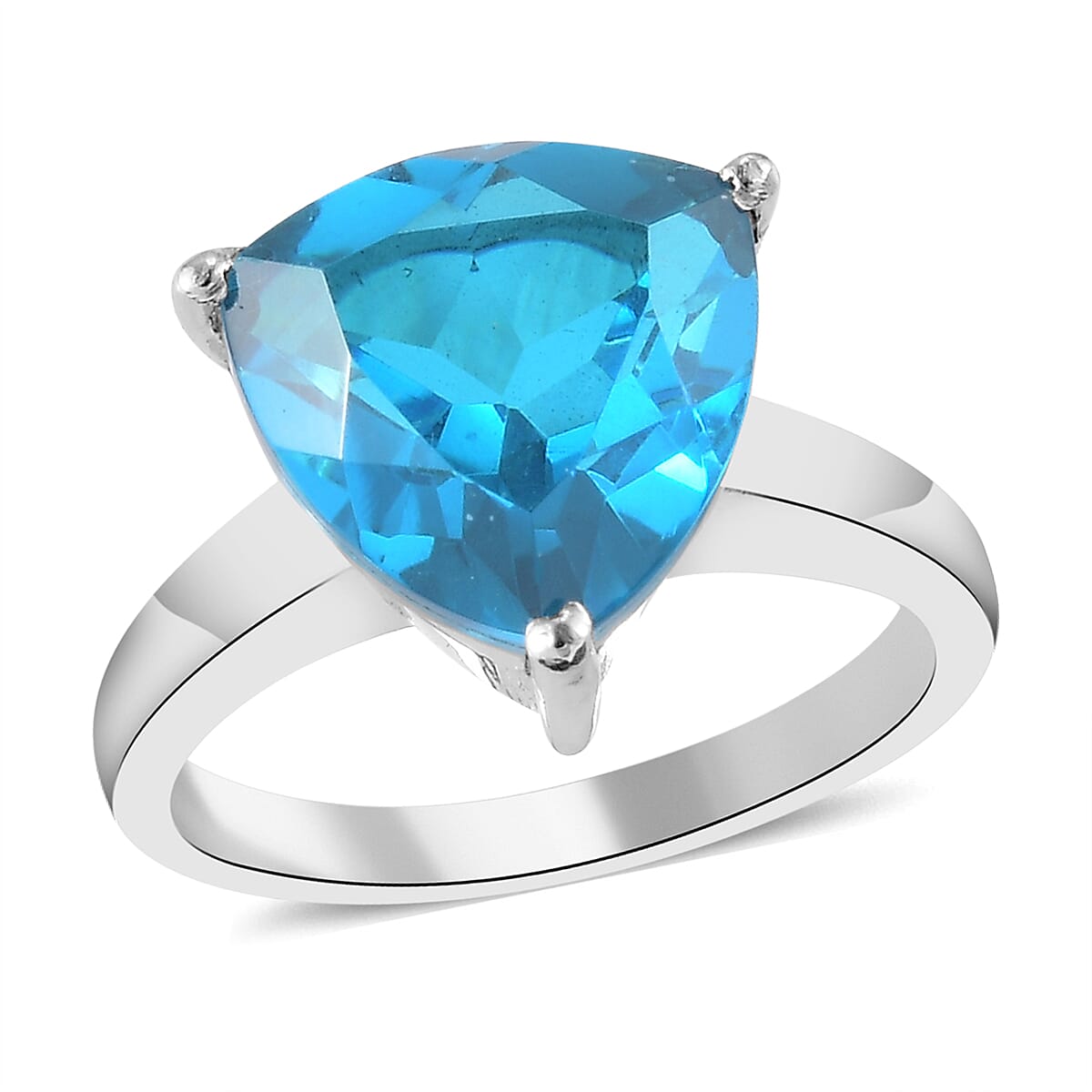 Caribbean Quartz (Triplet) Solitaire Ring in Stainless Steel 5.85 ctw