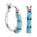 Premium Sleeping Beauty Turquoise Hoop Earrings in Stainless Steel 1.40 ctw | Tarnish-Free, Waterproof, Sweat Proof Jewelry - Sticky add to cart bar