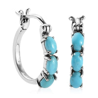 Premium Sleeping Beauty Turquoise Hoop Earrings in Stainless Steel 1.40 ctw | Tarnish-Free, Waterproof, Sweat Proof Jewelry