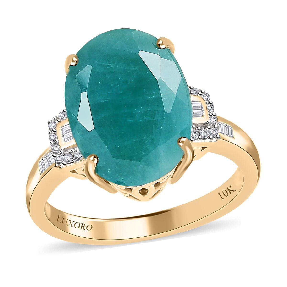Luxoro 10K Yellow Gold Premium Grandidierite and Diamond Ring (Size 10.0) 6.50 ctw