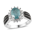 Grandidierite and Multi Gemstone Sunburst Ring in Platinum Over Sterling Silver 1.65 ctw - Sticky add to cart bar