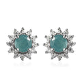 Grandidierite and White Zircon Sunburst Stud Earrings in Platinum Over Sterling Silver 0.85 ctw - Sticky add to cart bar