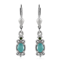 Grandidierite and Chrome Diopside Lever Back Earrings in Platinum Over Sterling Silver 0.70 ctw