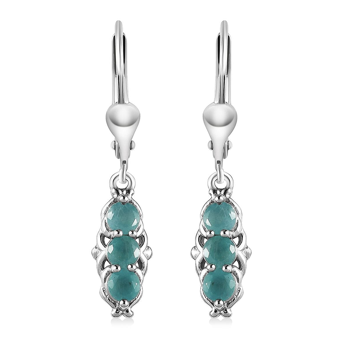 Grandidierite Lever Back Earrings in Platinum Over Sterling Silver 1.15 ctw