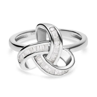 One Time Only Diamond Knot Ring in Platinum Over Sterling Silver (Size 10.0) 0.25 ctw