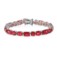 One Time Only Lab Created Padparadscha Sapphire Tennis Bracelet in Platinum Over Sterling Silver (8.00 In) 47.15 ctw