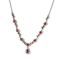 Premium Ouro Fino Rubellite and White Zircon Necklace 18-20 Inches in Vermeil YG and Platinum Over Sterling Silver 1.50 ctw - Sticky add to cart bar