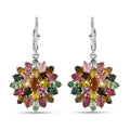 Multi-Tourmaline Floral Earrings in Platinum Over Sterling Silver 12.75 ctw - Sticky add to cart bar