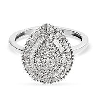 White Diamond 0.50 ctw Cluster Ring in Platinum Over Sterling Silver (Size 10)