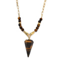 Karis Tigers Eye and Thai Black Spinel Paper Clip Chain Snake Necklace 18 Inches in 18K YG Plated 111.75 ctw - Sticky add to cart bar