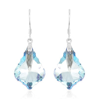 Simulated Aquamarine Dangle Earrings in Rhodium Over Sterling Silver